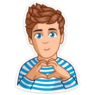 ❤️ 38d1227a kartun, karakter, kaus garis, orang, hati, cinta telegram sticker