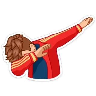 😎 666c7926 Dab, Jaket merah, Kartun, Pose, Gestur telegram sticker