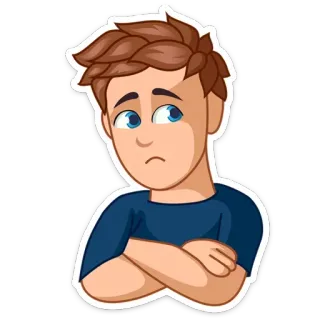 😓 cef13e3e Kartun, Pria, Tangan menyilang, Kesal, Sedih, Cemberut telegram sticker