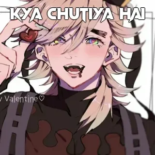 🖤 61632b27 KYA CHUTIYA HAI anime, insulto, ofensivo, texto, desenho animado, hindi whatsapp sticker