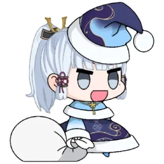😁 0be17313 Anime, Boże Narodzenie, Kreskówka, Uroczy, Chibi, Zima, Czapka Świętego Mikołaja telegram sticker