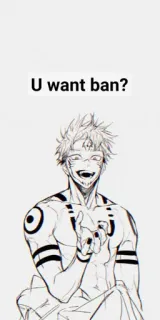 💀 501df9de U want ban? anime, character, drawing, manga, sticker telegram sticker