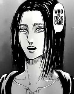 😐 546a511a WHO THE FUCK CARE anime, manga, swear word, offensive language telegram sticker