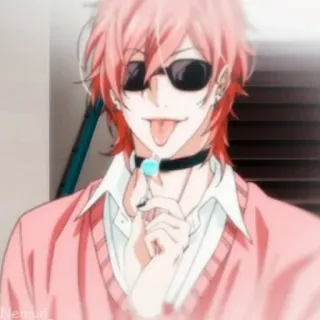 🍄 1c703cbf Anime, Pinke Haare, Sonnenbrille, Lutscher, Cartoon telegram sticker