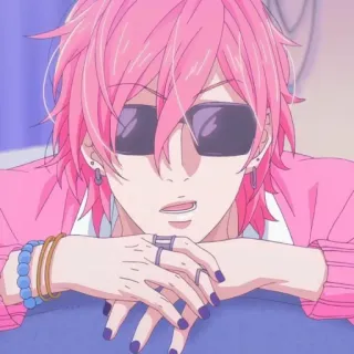 🍄 1d56e23f Anime, pinke Haare, Charakter, Sonnenbrille telegram sticker