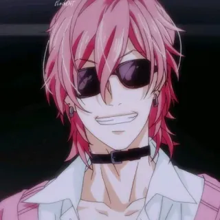 🍄 bdabfa02 Anime, pinke Haare, Sonnenbrille, Charakter, Cartoon telegram sticker