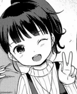 😉 bd3168a1 Аниме, Девушка, Знак мира, Манга telegram sticker