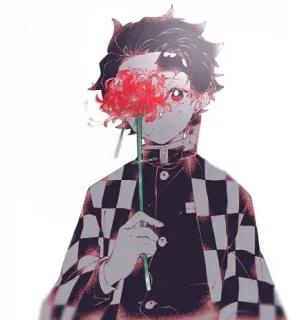 🌹 67af91a7 Tanjiro Kamado Demon Slayer anime, demon slayer, tanjiro kamado, fiore, giglio ragno rosso telegram sticker