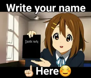 ☺️ 7245d6c1 Death Note Write your name Here Anime, Death Note, Manga, Divertente, Scherzo, Nome telegram sticker