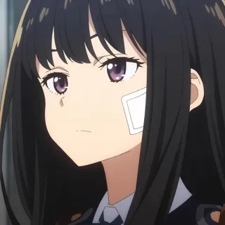 😏 e94459be Anime, Gadis, Rambut hitam, Perban, Potret whatsapp sticker