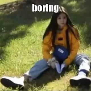 🤔 eb72bffa boring 表情包, 无聊, 女孩, 坐着, 休闲 telegram sticker