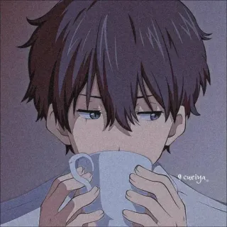 🐚 8fbb4501 Anime, Ragazzo, Caffè, Carino, Bevanda, Assonnato, Stanco telegram sticker