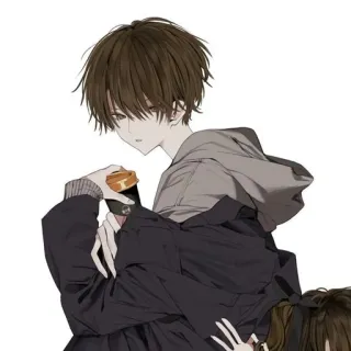 🐚 c45509b5 Anime, Ragazzo, Caffè, Felpa con cappuccio, Illustrazione telegram sticker