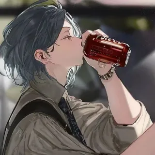 🐚 d14a5c2d Anime, Ragazzo, Bere, Soda, Lattina, Persona, Bevanda telegram sticker
