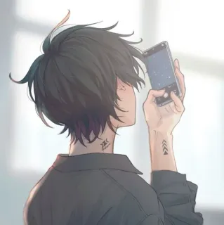🐚 f06bff75 Anime, Ragazzo, Telefono, Tatuaggio, Ritratto, Arte telegram sticker