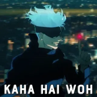 🃏 db96e147 Gojo Satoru Jujutsu Kaisen KAHA HAI WOH Аниме, Годжо Сатору, Магическая битва, Персонаж, Анимация telegram sticker