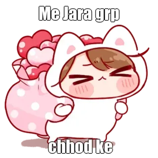 🤔 5a0df62e Me Jara grp
chhod ke cartoon, anime, cute, kawaii, hearts, leave, group telegram sticker
