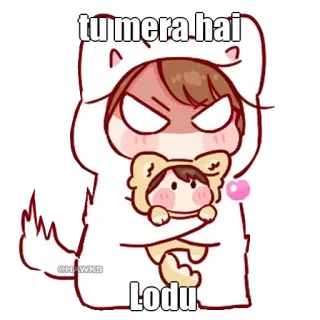 🤔 b4184a57 tu mera hai
Lodu cartoon, anger, emotions, expressions, Hindi text telegram sticker