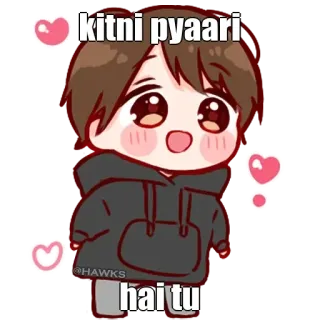 🤔 f5ddd8e5 kitni pyaari hai tu cute, kawaii, chibi, hearts, sweet telegram sticker