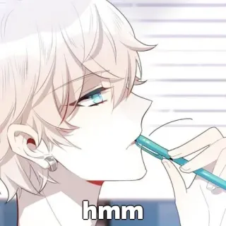 🤔 16a8c6a4 hmm anime, boy, hmm, cute, thinking telegram sticker