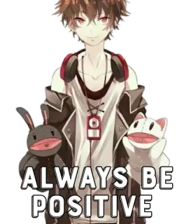 🤔 28178bcc ALWAYS BE POSITIVE anime, boy, positive, headphones, cartoon, cute telegram sticker