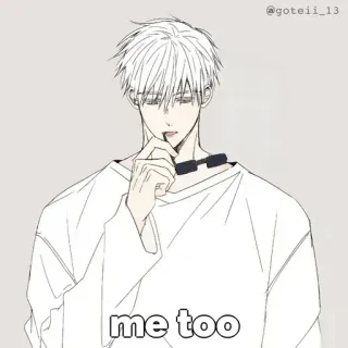 🤔 62383fea me too anime, manga, white hair, glasses, me too telegram sticker