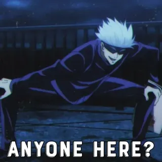 🧐 678af6db Gojo Satoru Jujutsu Kaisen ANYONE HERE? anime, gojo satoru, jujutsu kaisen, manga, character, looking, searching telegram sticker