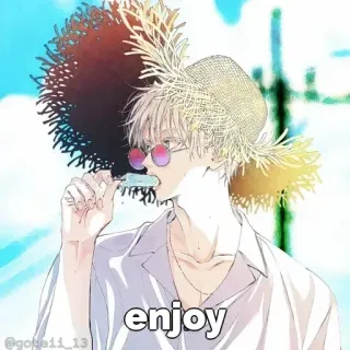 🤔 a176e480 enjoy anime, enjoy, summer, sunglasses, beach, ice cream telegram sticker