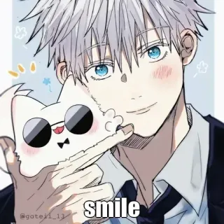 🤔 aab8ded8 smile anime, smile, cat, cute, illustration telegram sticker