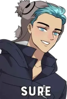 🤔 c0e73364 SURE anime, character, sure, boy, smirk telegram sticker