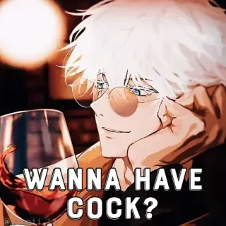 🤔 ca3dc7f3 WANNA HAVE COCK? anime, offensive, drink, question telegram sticker
