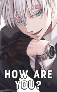 🤔 d81a597c HOW ARE YOU? anime, greeting, manga, illustration, cartoon telegram sticker