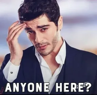 🤔 ff94ac19 ANYONE HERE? man, question, anyone here?, confusion, handsome, portrait telegram sticker