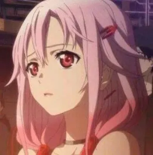🦋 78445119 Inori Yuzuriha Guilty Crown anime, dziewczyna, różowe włosy, czerwone oczy, Inori Yuzuriha, Guilty Crown, dziewczyna anime, słodka telegram sticker