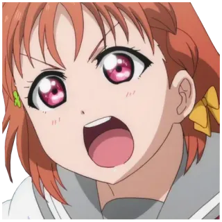 😠 7c57a7c3 Chika Takami Love Live! Sunshine!! Anime, Dziewczyna, Chibi, Kreskówka, Portret, Postać telegram sticker