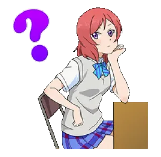 ❓ 91fa5410 anime, znak zapytania, myślenie, uczennica telegram sticker