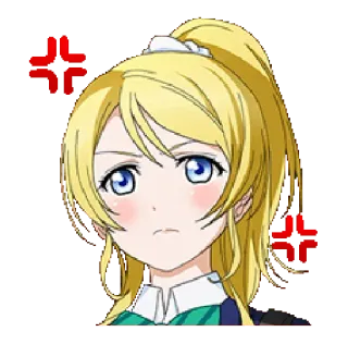 💢 ffd4efc2 Anime, Dziewczyna, Zła, Kreskówka, Blond włosy, Wyraz twarzy telegram sticker