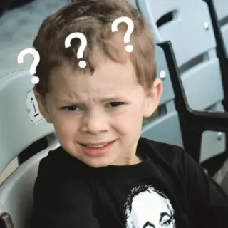 😐 a16d624d meme, confused, question marks, child, doubt whatsapp sticker