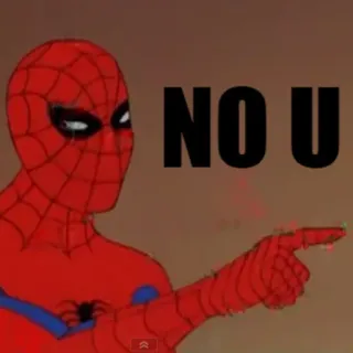 🚫 b9579817 Spider-Man NO U Spider-Man, meme, pointing, no u, cartoon whatsapp sticker