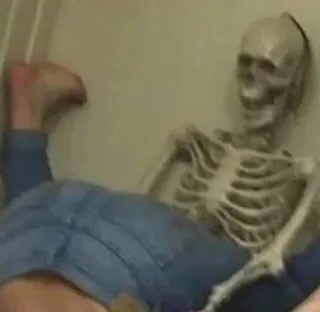💦 f944e2a4 skeleton, jeans, humor, bones, anatomy, death whatsapp sticker