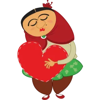✳️ 71df774f woman, heart, love, hug, cartoon, red, cute telegram sticker