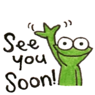 ✳️ d569dead See you soon! frog, cartoon, greeting, wave, see you telegram sticker
