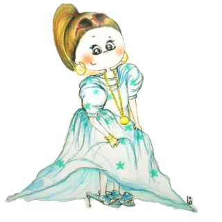 ✳️ d81b72c0 girl, fashion, dress, illustration, drawing, cartoon telegram sticker