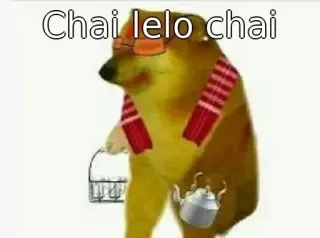 😁 471e022d Chai lelo chai doge, cheems, meme, chai, té, perro whatsapp sticker
