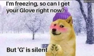 🥰 5049125c I'm freezing, so can I get your Glove right now?
But 'G' is silent doge, invierno, frío, meme, divertido, humor, amor whatsapp sticker