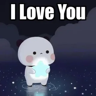❤️ 6c8f5d48 I Love You amor, panda, estrella, lindo, dibujos animados, saludable whatsapp sticker