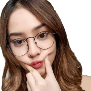 🔥 40a40d88 wanita, gadis, orang, kacamata bulat, selfie, potret telegram sticker