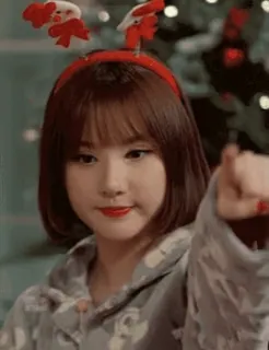 👋 11555c7a woman, christmas, portrait, santa hat, cute, holiday telegram sticker