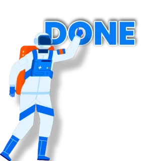 👍 2bb43d5e DONE 宇宙飛行士, 完了, 宇宙, 完了, ミッション whatsapp sticker