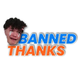 👎 37faa7cb BANNED THANKS 禁止, ありがとう, ステッカー, ミーム, 泣き顔 whatsapp sticker